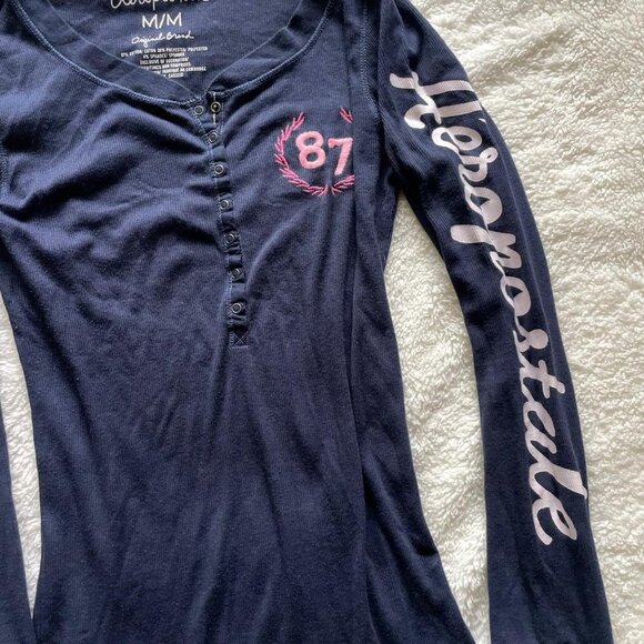 Y2K Navy Aeropostale Long Sleeve Top - Picture 2 of 8